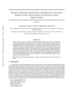 Neural network stochastic differential equation models with applications
  to financial data forecasting