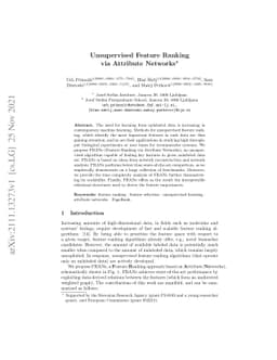 Unsupervised Feature Ranking via Attribute Networks