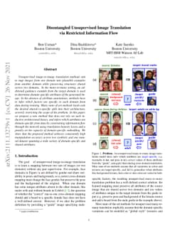 Disentangled Unsupervised Image Translation via Restricted Information
  Flow