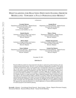 Deep Learning for Reaction-Diffusion Glioma Growth Modelling: Towards a
  Fully Personalised Model?