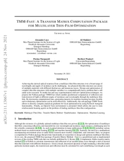 TMM-Fast: A Transfer Matrix Computation Package for Multilayer Thin-Film
  Optimization