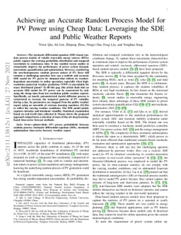 Achieving an Accurate Random Process Model for PV Power using Cheap
  Data: Leveraging the SDE and Public Weather Reports