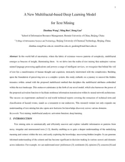 A New Multifractal-based Deep Learning Model for Text Mining