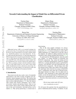 Towards Understanding the Impact of Model Size on Differential Private
  Classification