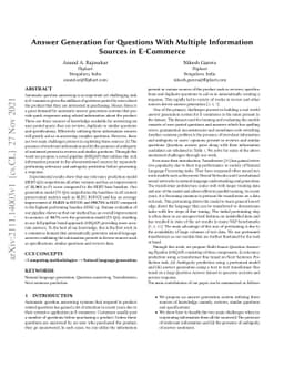 Answer Generation for Questions With Multiple Information Sources in
  E-Commerce