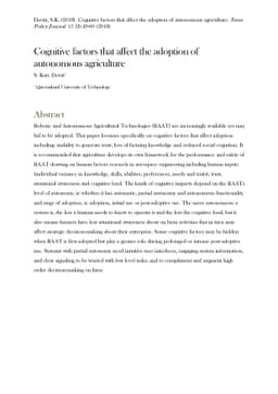 Cognitive factors that affect the adoption of autonomous agriculture