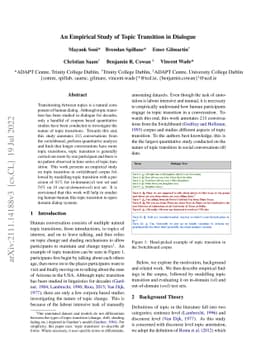 An Empirical Study of Topic Transition in Dialogue