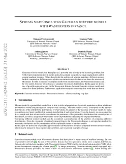 Schema matching using Gaussian mixture models with Wasserstein distance