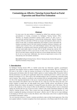 Customizing an Affective Tutoring System Based on Facial Expression and
  Head Pose Estimation