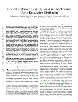 Efficient Federated Learning for AIoT Applications Using Knowledge
  Distillation