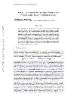Amortized Implicit Differentiation for Stochastic Bilevel Optimization
