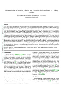 An Investigation on Learning, Polluting, and Unlearning the Spam Emails
  for Lifelong Learning