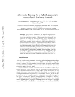 Adversarial Training for a Hybrid Approach to Aspect-Based Sentiment
  Analysis