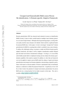 Unsupervised Domain Generalization for Person Re-identification: A
  Domain-specific Adaptive Framework