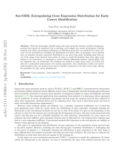 SurvODE: Extrapolating Gene Expression Distribution for Early Cancer
  Identification