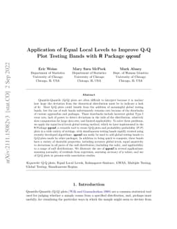 Application of Equal Local Levels to Improve Q-Q Plot Testing Bands with
  R Package qqconf