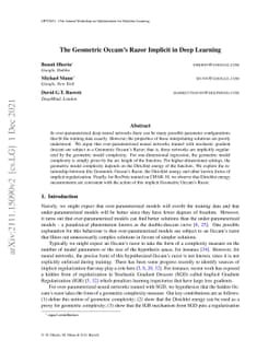 The Geometric Occam's Razor Implicit in Deep Learning