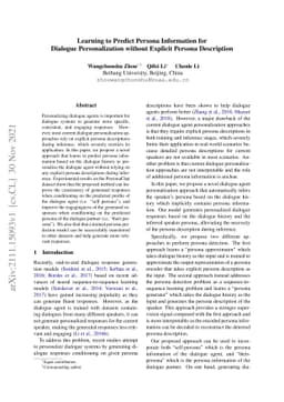 Learning to Predict Persona Information forDialogue Personalization
  without Explicit Persona Description