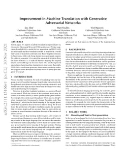 Improvement in Machine Translation with Generative Adversarial Networks