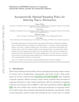 Asymptotically Optimal Sampling Policy for Selecting Top-m Alternatives