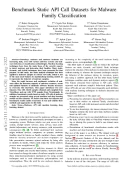 Benchmark Static API Call Datasets for Malware Family Classification
