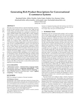 Generating Rich Product Descriptions for Conversational E-commerce
  Systems