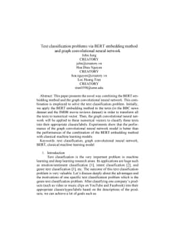 Text classification problems via BERT embedding method and graph
  convolutional neural network