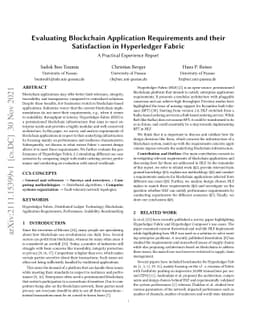 Evaluating Blockchain Application Requirements and their Satisfaction in
  Hyperledger Fabric