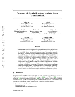 Neuron with Steady Response Leads to Better Generalization