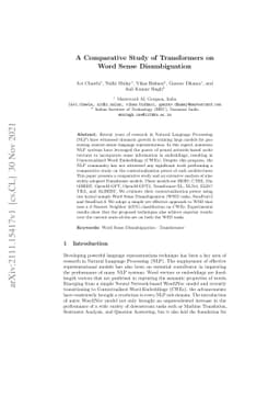 A Comparative Study of Transformers on Word Sense Disambiguation