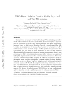 TiWS-iForest: Isolation Forest in Weakly Supervised and Tiny ML
  scenarios