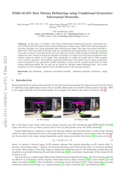 FMD-cGAN: Fast Motion Deblurring using Conditional Generative
  Adversarial Networks
