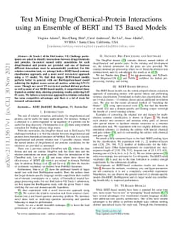 Text Mining Drug/Chemical-Protein Interactions using an Ensemble of BERT
  and T5 Based Models