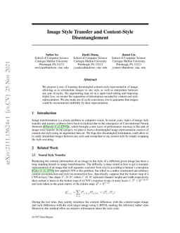 Image Style Transfer and Content-Style Disentanglement
