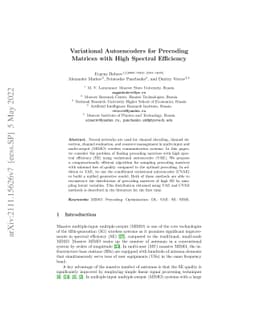 Variational Autoencoders for Precoding Matrices with High Spectral
  Efficiency