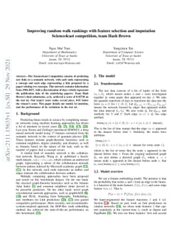 Improving random walk rankings with feature selection and imputation
