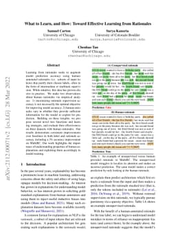 What to Learn, and How: Toward Effective Learning from Rationales