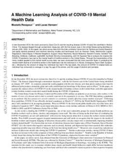 A Machine Learning Analysis of COVID-19 Mental Health Data