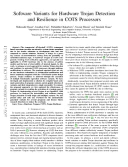 Software Variants for Hardware Trojan Detection and Resilience in COTS
  Processors