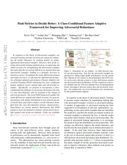 Push Stricter to Decide Better: A Class-Conditional Feature Adaptive
  Framework for Improving Adversarial Robustness