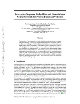 Leveraging Sequence Embedding and Convolutional Neural Network for
  Protein Function Prediction
