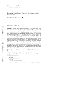 Learning Transformer Features for Image Quality Assessment