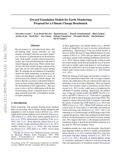 Toward Foundation Models for Earth Monitoring: Proposal for a Climate
  Change Benchmark