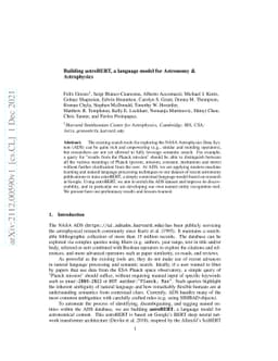 Building astroBERT, a language model for Astronomy & Astrophysics