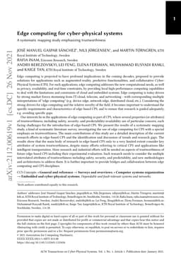 Edge computing for cyber-physical systems: A systematic mapping study
  emphasizing trustworthiness