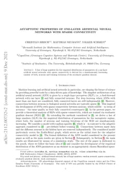 Asymptotic properties of one-layer artificial neural networks with
  sparse connectivity
