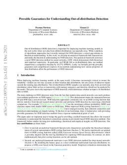 Provable Guarantees for Understanding Out-of-distribution Detection