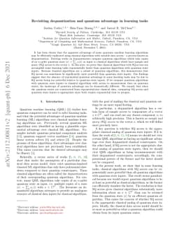 Revisiting dequantization and quantum advantage in learning tasks