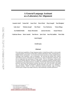 A General Language Assistant as a Laboratory for Alignment