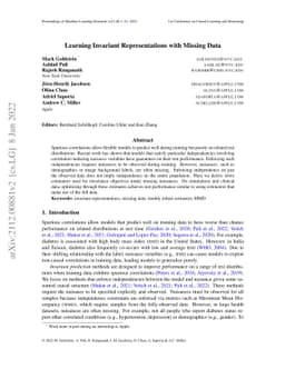 Learning Invariant Representations with Missing Data